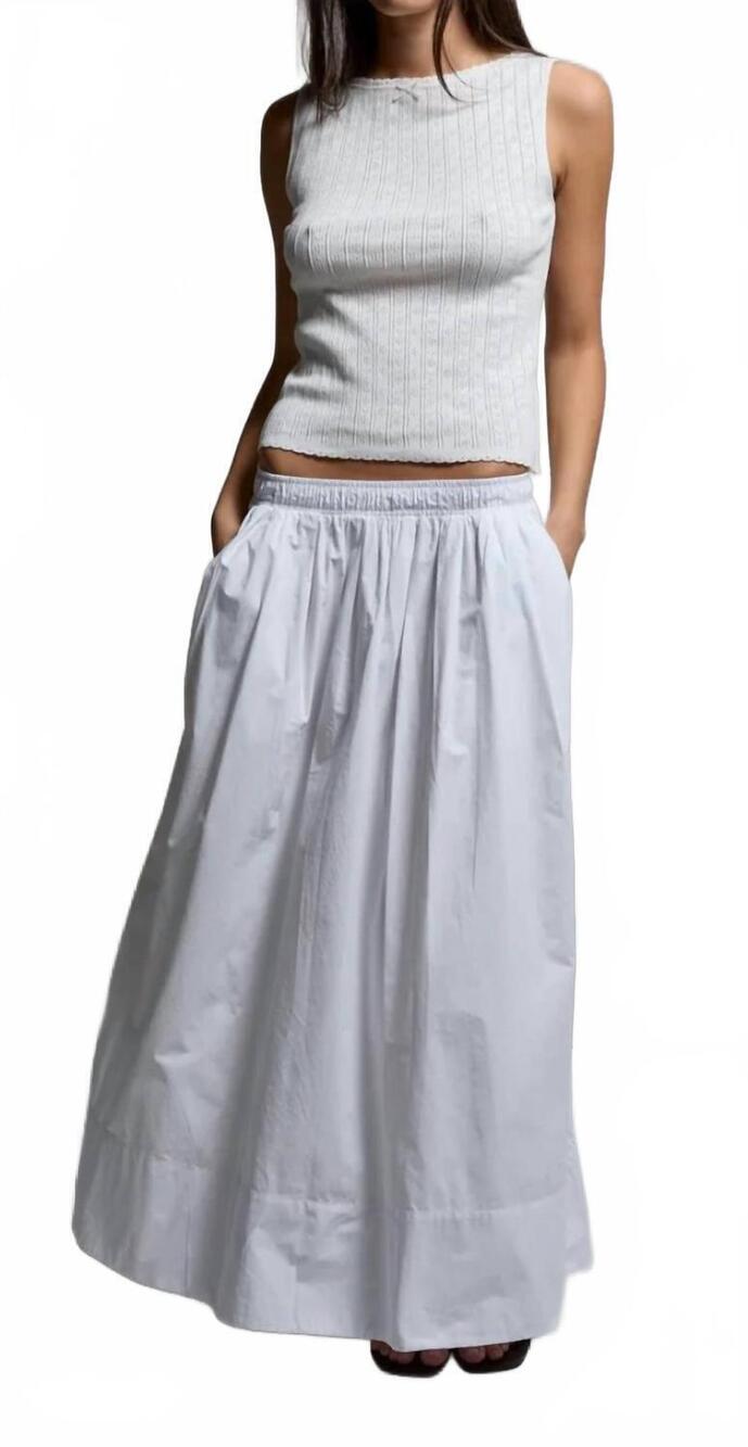 NEW ASHER kate poplin maxi skirt in le blanc